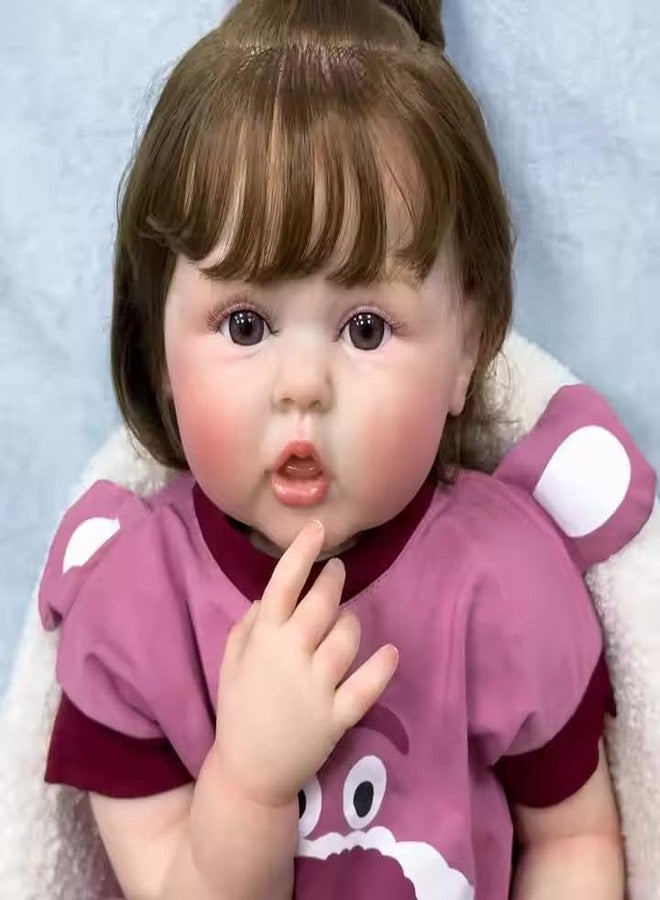 TOYDXXA Reborn Baby Dolls Girl, 22 inch Lifelike Realistic Reborn Doll, Silicone Vinyl Reborn Baby Girl Doll with Long Hair,Ideal Gift for Special Occasions (Multi-Colour) - Image 2